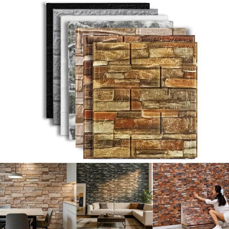 10pcs Soft Foam Brick Wall Sticker 38.5x35cm Self Adhesive Waterproof Stain Resistant Wallpaper Kitchen Household Home Decor