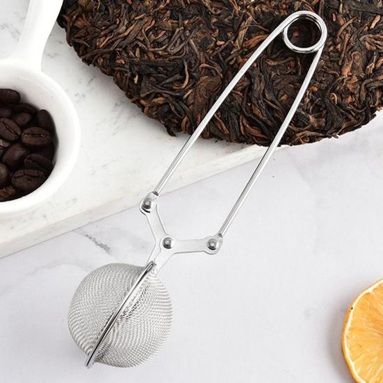 Stainless Steel Tea Infuser with Handle Mesh Snap Ball Tea Strainer Reusable Metal Tea Steeper with Tong Pincer for Loose Tea Herbs Spices