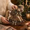 Vintage Christmas Rocking Horse, Retro Holiday Decoration for Seasonal Display