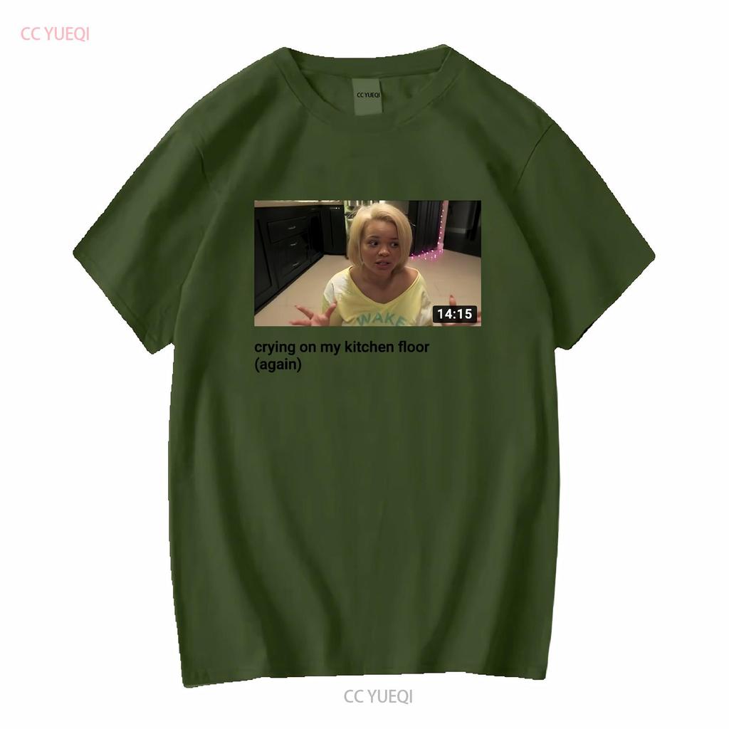 White T shirt iconic Trisha pastas YouTube video crying on kitchen floor long or short sleeves vintage Washed homme Unisex