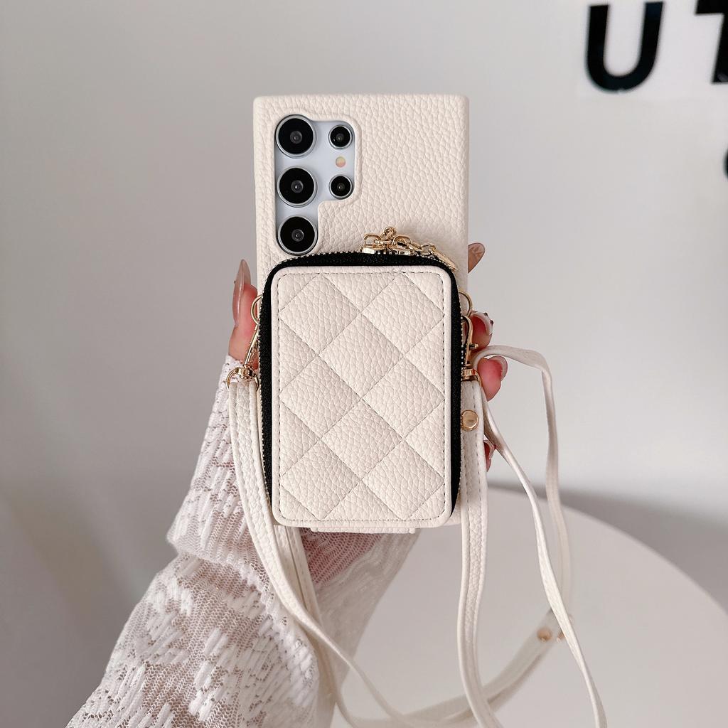 Crossboby Zipper Cover Case for Samsung Galaxy S24 S22 Ultra Plus S23 FE A05S A05 A15 A25 A35 A55 A24 A34 A54 with Card Holder