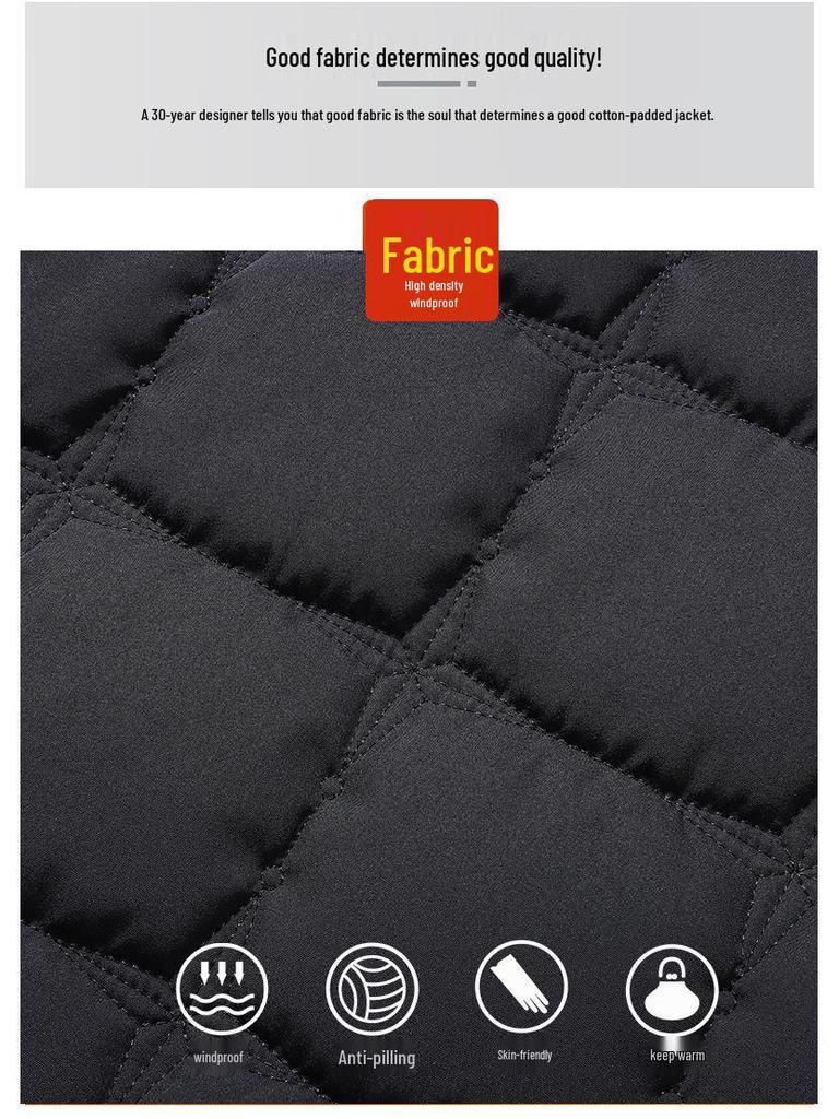 Men's Plus Size Hooded Winter Cotton Jacket - Casual and Versatile Dad Style Outerwear