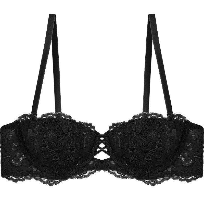 New popular French tube top strapless underwear women's suit thin big breasts show small lace gathering sexy bra cover