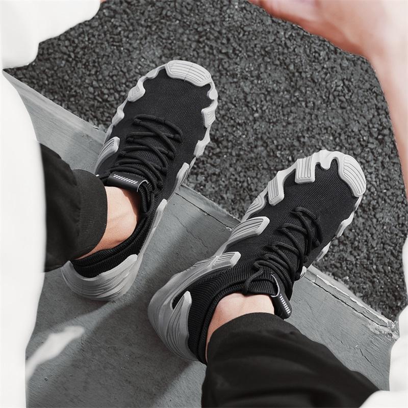 New Flying Woven Socks Shoes Men's Shoes Summer New Breathable Casual Sports Shoes Men's Thick Soled Running Shoes