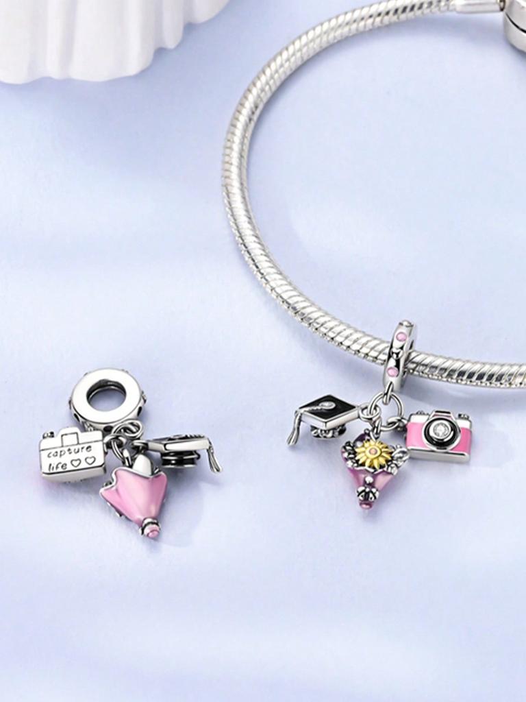 Charm Bead Charms Plata copper Colors HeartShaped Bow Perfume Bottle Bead Charms Pendant for Authentic Bracelets for Women Do It Yourself Jewellery L