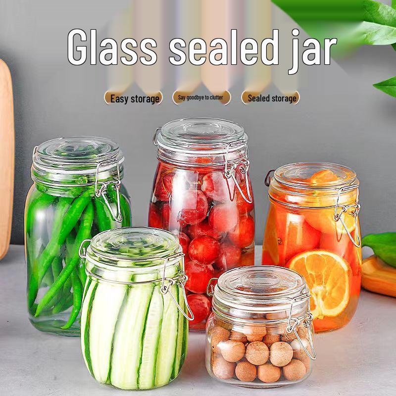 Glass Food Storage Jar with Stainless Steel Clamp