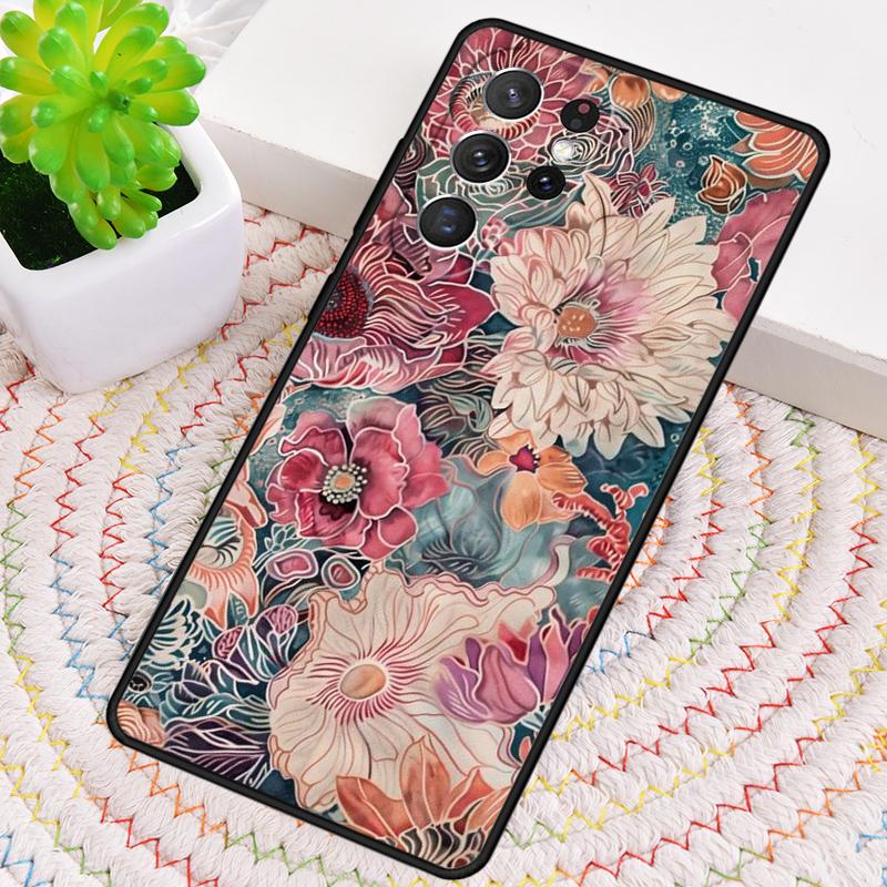 Midnight Floral Silicone Phone Case For Samsung Galaxy note 10 pro S26 S25 S24 S23 S22 S21 Plus S25Ultra Capa Cover