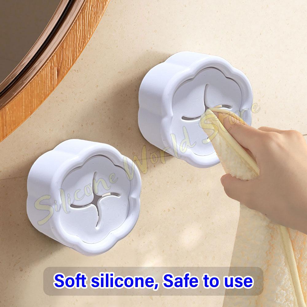 SW 5/3PCS Non Punching Towel Storage Clip Gloves Dishcloth Rack Kitchen Bathroom Self-adhesive Hook Hole Clips Wall Hanging Plug