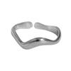 Women Finger Ring V-Shaped Curved Geometric Adjustable Fit Open Ring Stainless Steel Texture Architecture