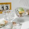 Retro Embossed Glass Ice Cream Cup High Footed Yogurt Dessert Cup Antique European Style Creative Coffee Cup