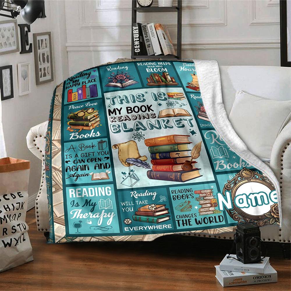Reading My Happy Place Customize Your Name Home Blanket Comfortable Soft Lightweight Allseason Multipurpose Blanket For Picnics Sofas Offices Beds