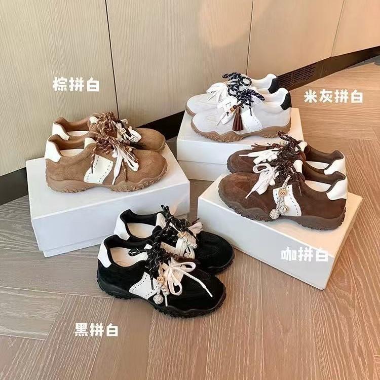 Cowhide~ Su Yinyin's new color has increased the height within 4cm. Crescent thick-soled mandarin duck shoelaces, sports and leisure shoes, women'