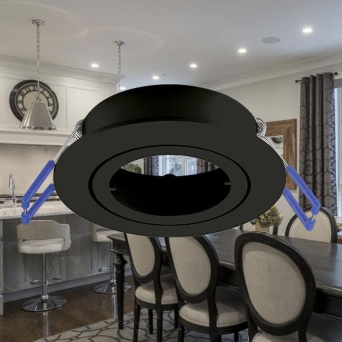 Support de spot rond noir orientable GU10/GU5.3 IP20