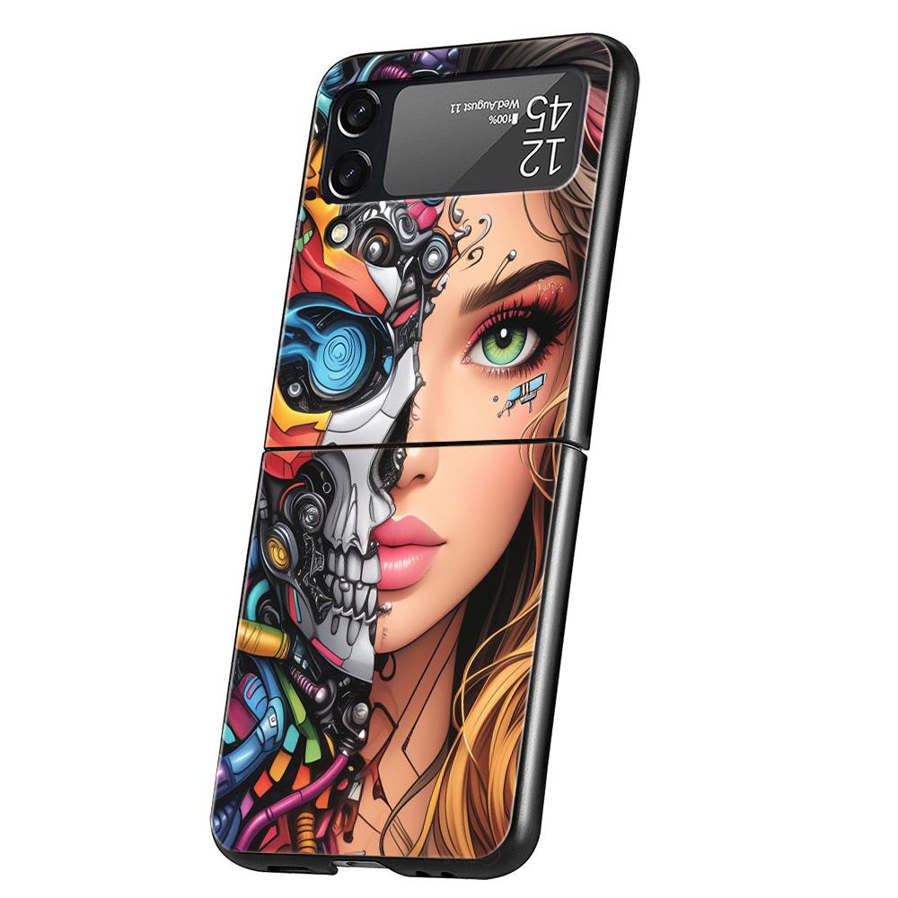 Hard PC Phone Case For Samsung Galaxy Z Flip 7 6 5 4 Black Cover For Galaxy Z Flip 3 Foldable Shockproof Capas Hot Girls Fundas