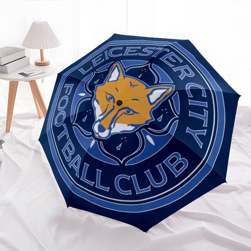 Leicester City Football Club Pattern, Automatic Folding Umbrella, Portable and Foldable Design, 8 Ribs, a Christmas or Birthday Gift.