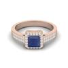 6mm Square Blue Sapphire Halo Accent 925 Sterling Silver Rose Vermeil Women Wedding Engagement Ring