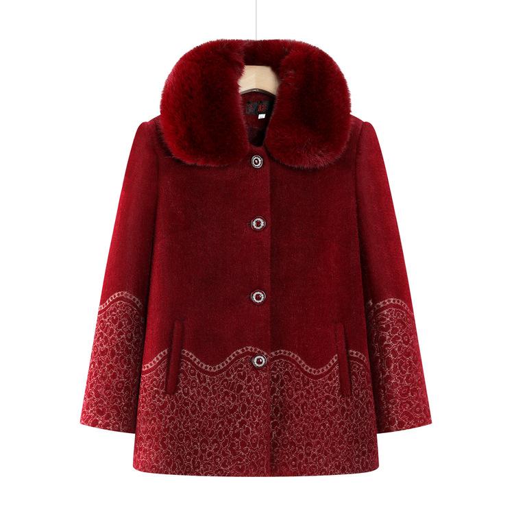 Jachetă de catifea nurcă pentru femei de vârstă mijlocie și în vârstă, Mame Toamnă și Iarnă 60 de Ani, 70 Bunică Plus Catifea Îngroșată Haine Calde