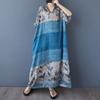 Kurzarm Plus Size Baumwolle Vintage Blumenmuster Neu in Kleidern für Damen lässig locker Maxi langes Sommerkleid