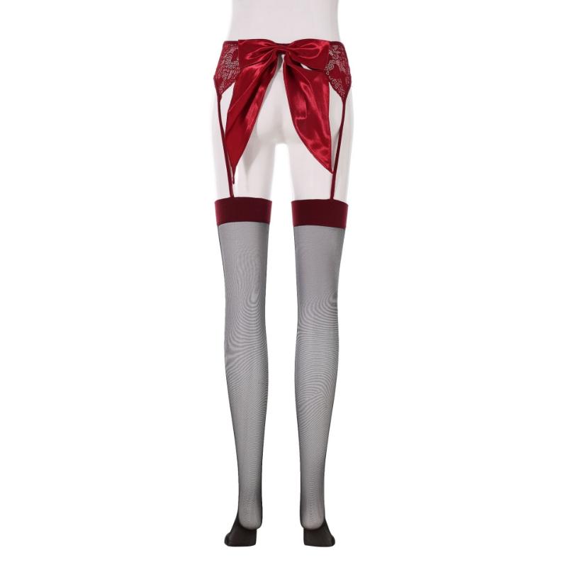 Pantyhose Women Hollow Big Bow Backless Stockings Lace Transparent Mesh Sexy Elastic Oil Shiny Glossy Ultra-Thin Sockings