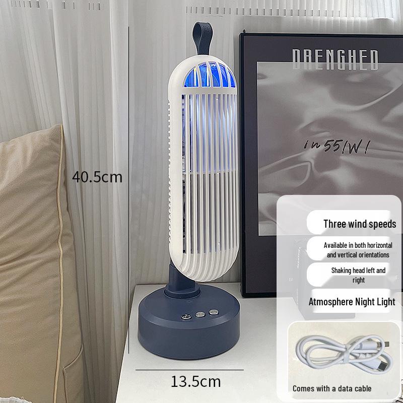 Portable Desktop Oscillating Fan with Light Desktop/Outdoor Light Fan