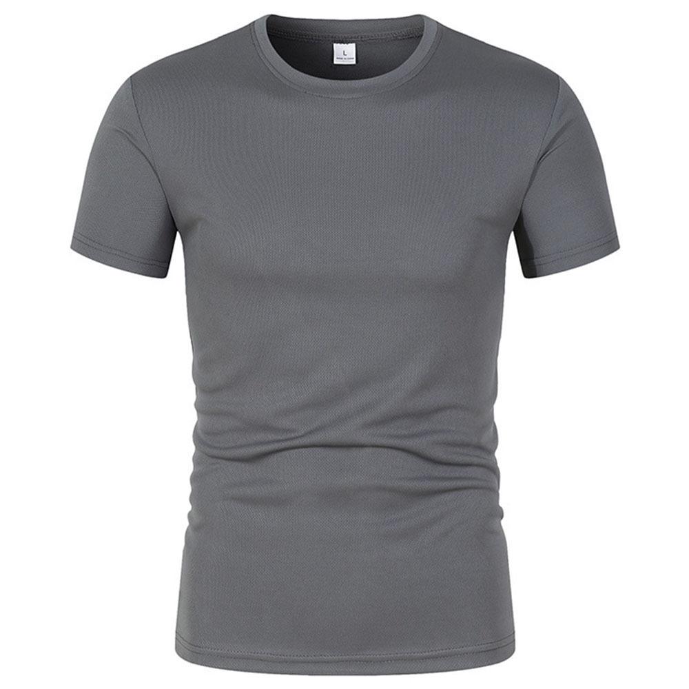 Men's Quick-Dry Mesh Sports T-Shirt - Short Sleeve, Round Neck, Solid Color