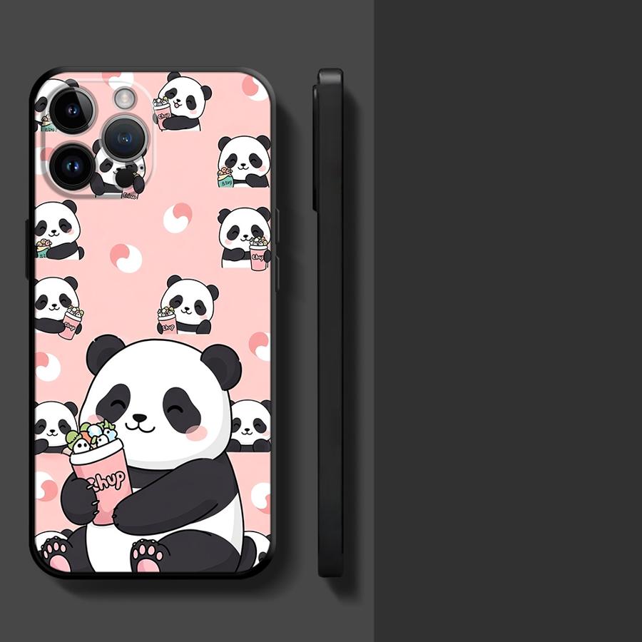 Phone Case for Apple iPhone 17 Pro Max 14 12 15 Pro 7 8 11 17e XR XS MAX 13 Air 16 Funda Phone Cover Cartoon Cute Panda