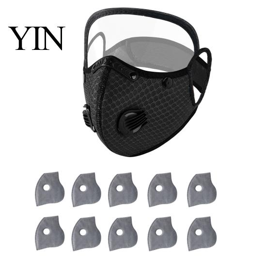 Scut de Protecție Facială Reutilizabil Mască de Praf cu Filtru de Carbon cu Ochelari Reglabili, 6 Straturi 10 Filtre, Valvă de Respirație, Ochi