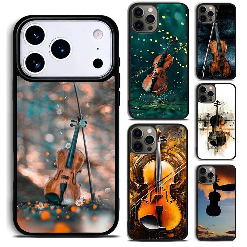 Elegant Violins Bow Sheet Music Funda Phone Case For iPhone 17 16 15 14 13 12 11 Pro Max Plus 17Air Soft Silicone Cover