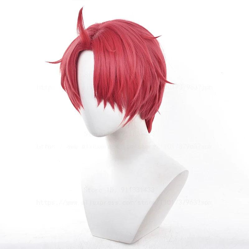 Jiji Cosplay Wig Anime DAN DA DAN Jin Enjoji Cosplay Short Red Heat Resitant Synthetic Hair Wigs + Wig Cap
