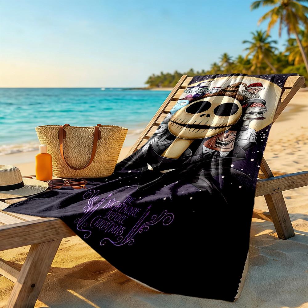Christmas Nightmare Beach Towel Quick-Dry Soft Microfiber Comfortable Lightweight Perfect for Traveling Yoga Camping and Swimming