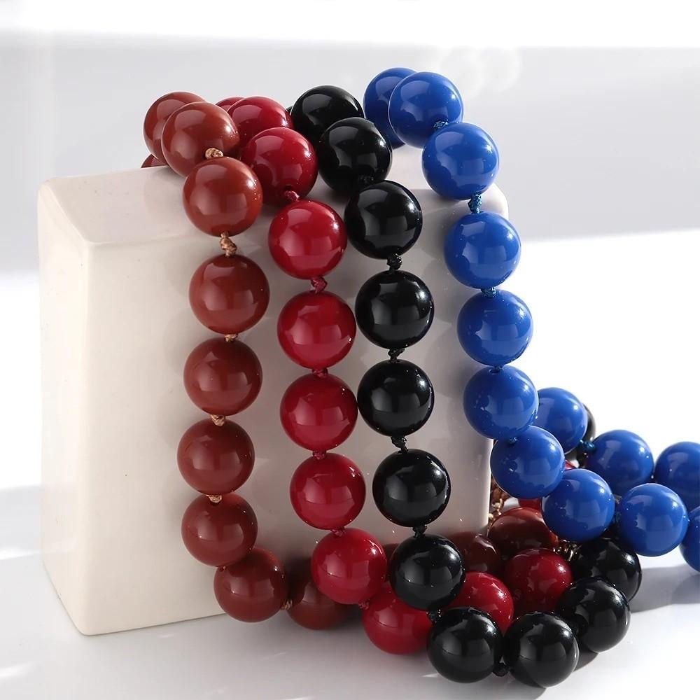 Large Beaded Necklace Acrylic Women Necklaces Retro Round Beads Choker  Jewelry Gift