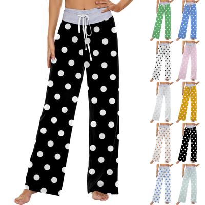 Kadın Modası Günlük Rahat Pijama Altı Baskılı İpli Geniş Paça Pantolon