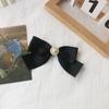 Black Satin Bowknot Brooches Pearl Badge Pin Elegant Clothes Accessories  For Funerals and Mourning