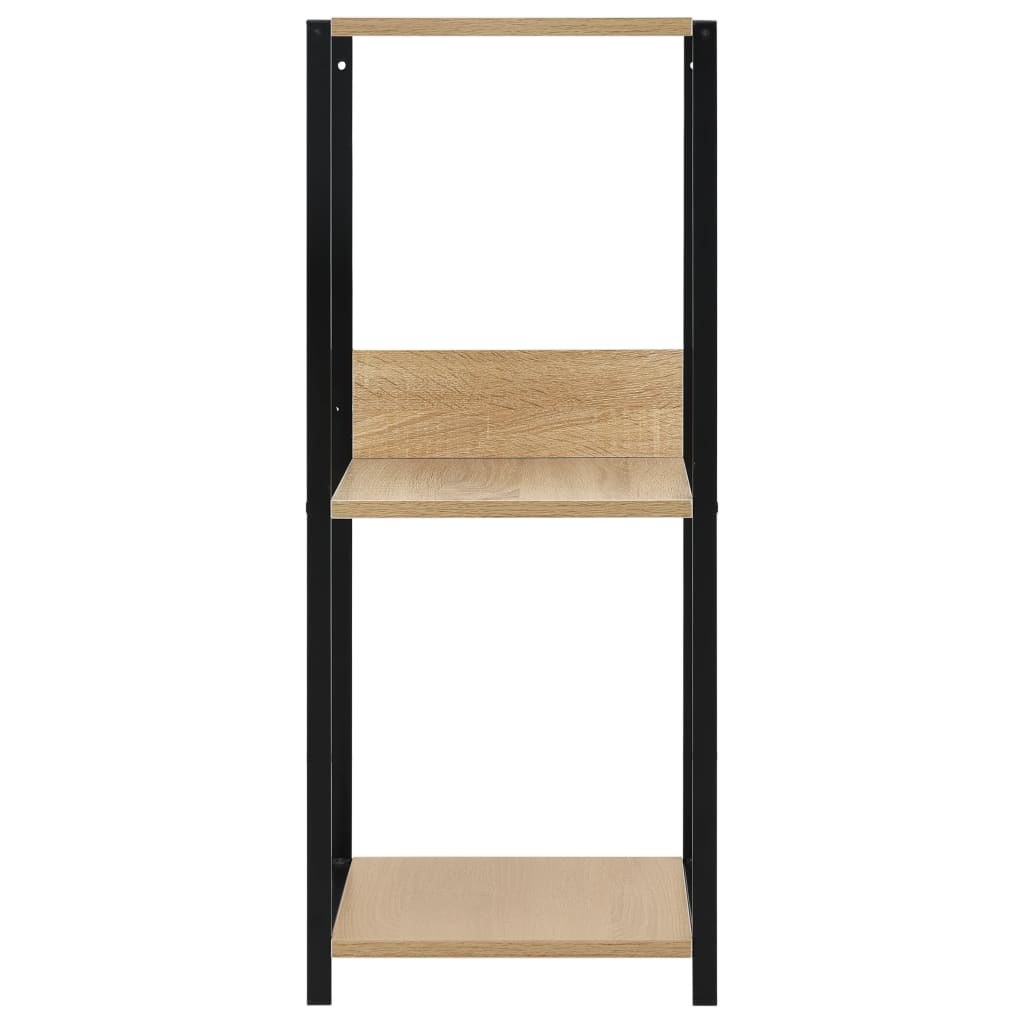 Small Bookshelf Black with Oak Finish 33.5 X 39.6 X 79.7 Cm