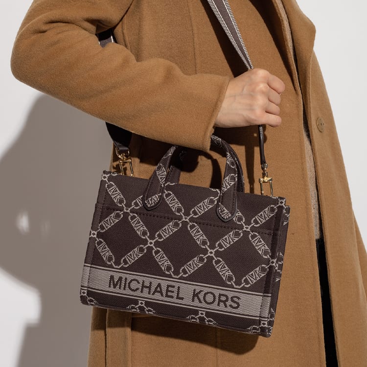 MICHAEL KORS Gigi Fabric Tote Bag, Shopping Bag, Shoulder Bag, Crossbody Bag, Handbag Small Women's Brown 30F3G3GC7J-240
