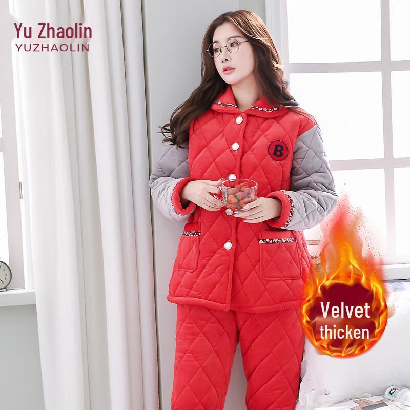 

Женский теплый флисовый пижамный комплект с подкладкой YUZHAOLIN L