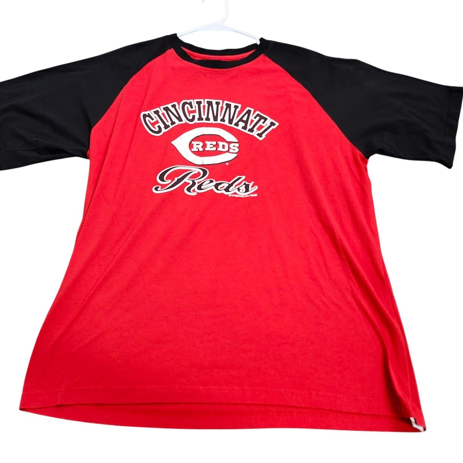 Cincinnati Reds MLB Raglan Mens XL Red Black Short Sleeve Graphic Tee Unisex T-Shirt S