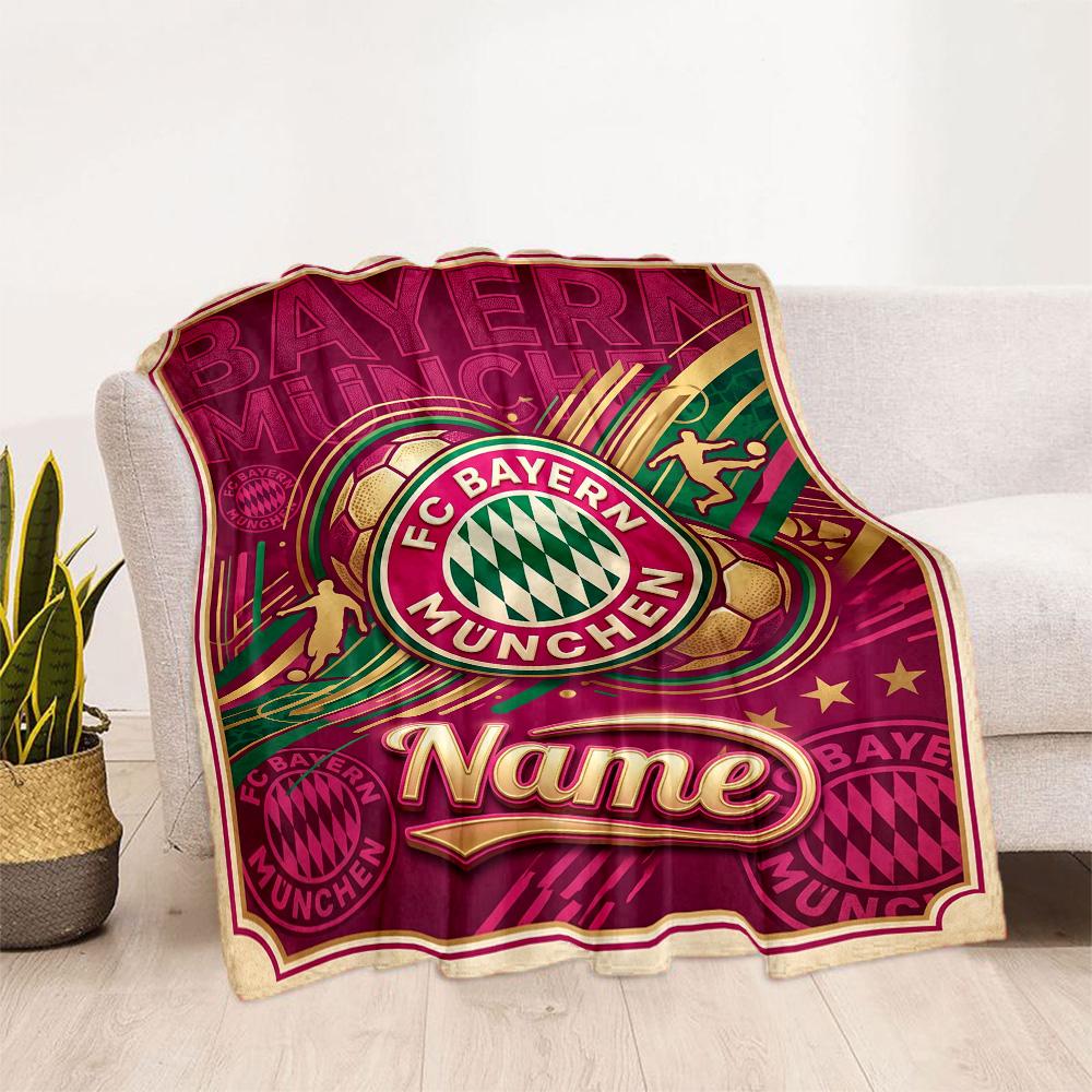 Bayern Munich Stadium Night Personalized Name Blanket Throw Customizable Blanket Warmthful Decor for Nap Couch Livingroom Chair Four Seasons Universal
