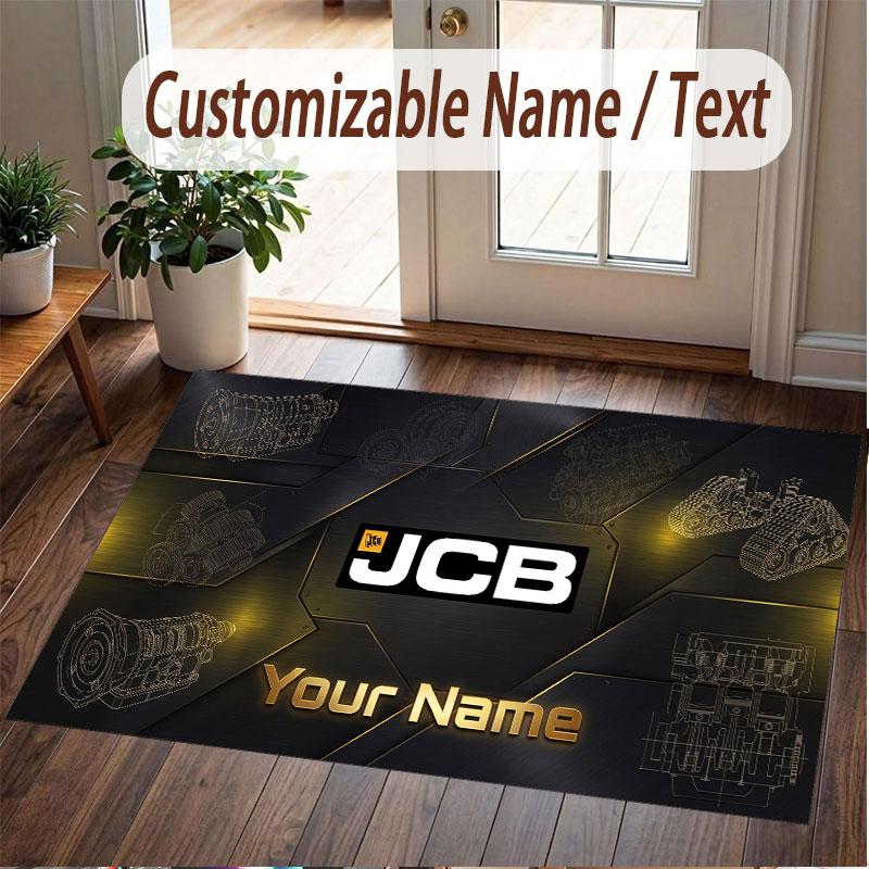 Custom Rug JCB Pattern Print Name Text Soft Non‑Slip Floor Carpet for Home Indoor Decoration