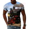 Retro parní lokomotiva Výchozí bod průmyslové revoluce Hip Hop Pánská trička 3D tisk Tričko s kulatým výstřihem Krátký rukáv