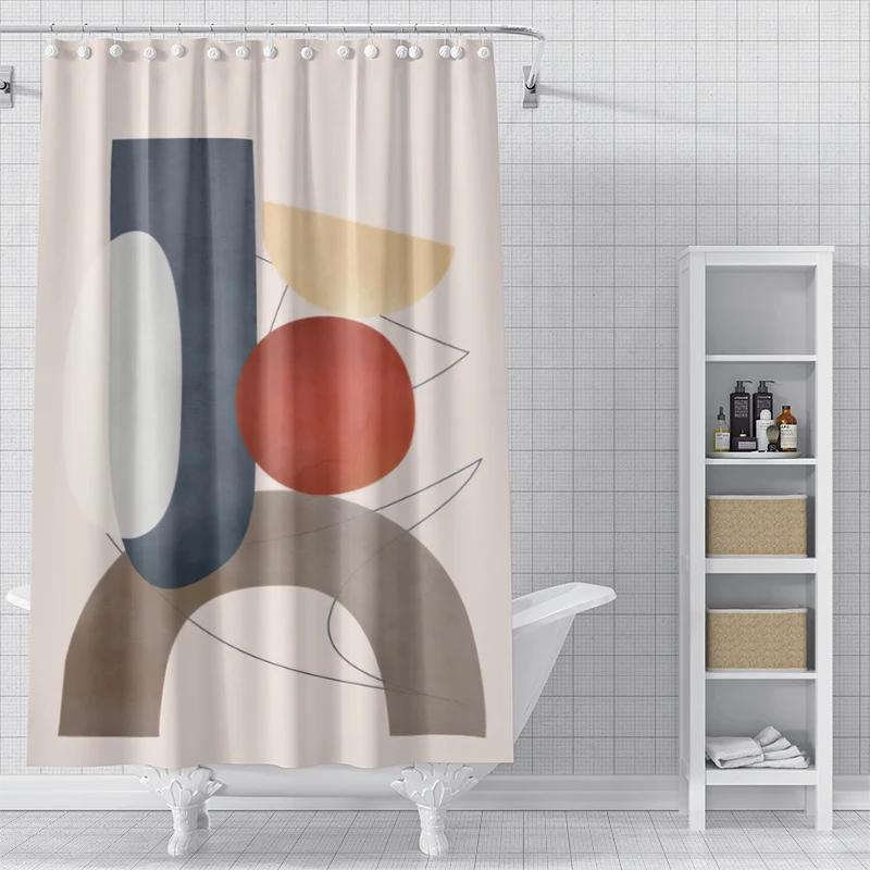 Home shower curtains for bathroom waterproof fabric Modern Nordic style bathroom Curtains shower curtain Abstract morandi plant