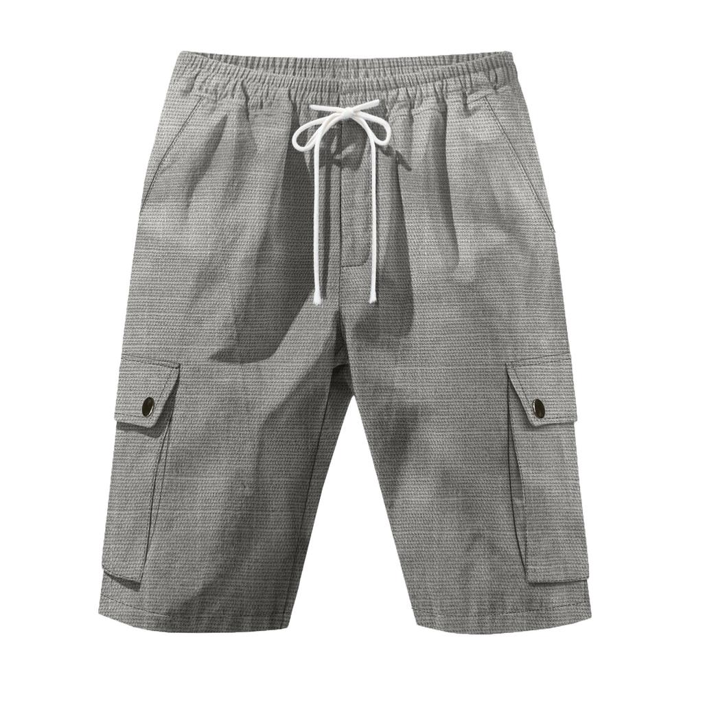 Outdoor Tactical Workwear Summer Men's Slub Linen Beach Casual Shorts