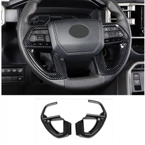 For Toyota Tundra  Steering Wheel Trim 2pcs ABS Carbon Fiber