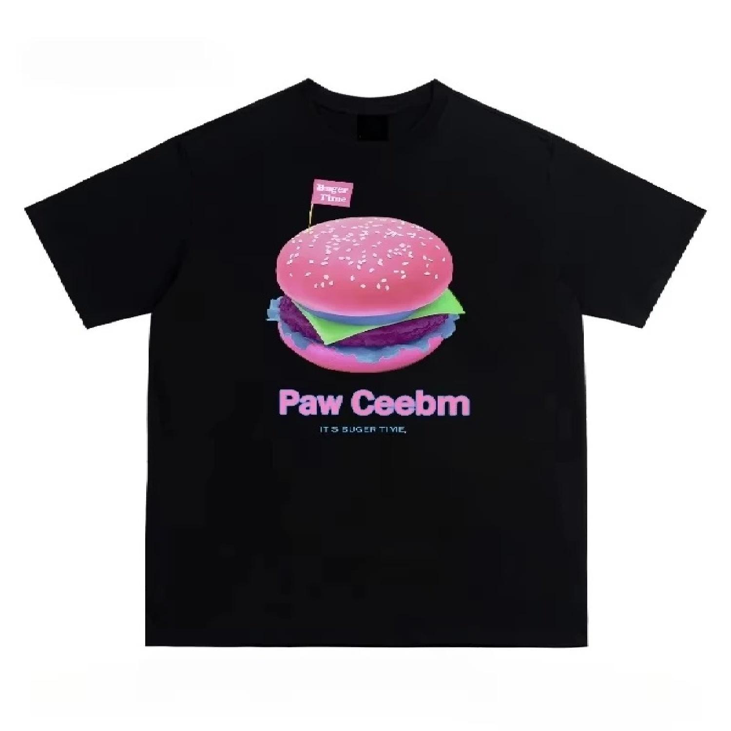 

Summer Kid Clothes Cotton Unisex Fashion Differently Hamburger Print Children s Tshirt Crew Neck Soft Breathable Loose T Shirts S чёрный