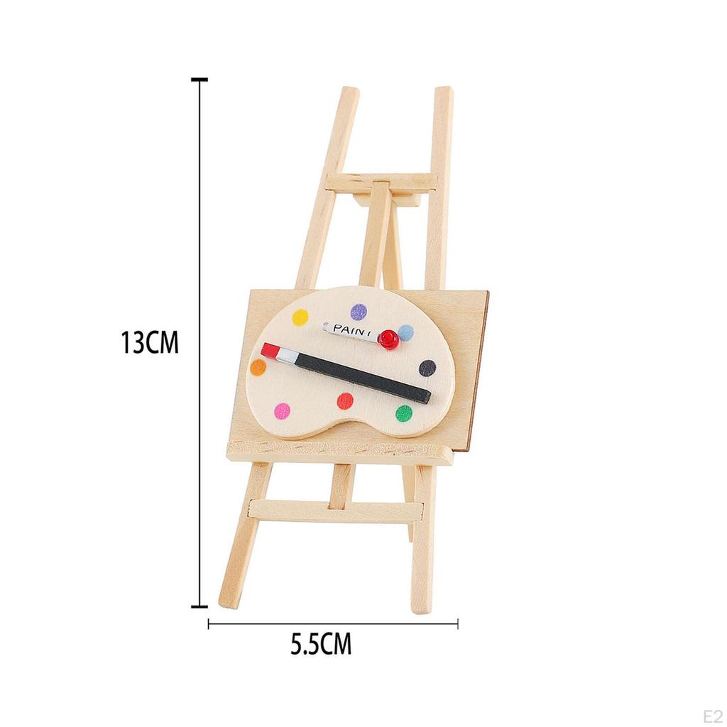 Mini Easel and Palette Dollhouse Adornment Model Practical Miniature Oil Painting Set for Layout