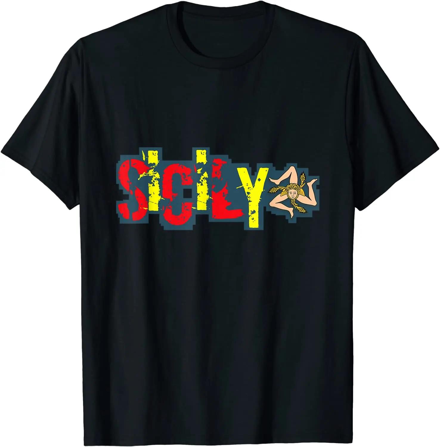 

Sicile Trinacria Sicily Three-legged Symbol T Shirt New 100% Cotton Short Sleeve O-Neck T-shirt Casual Mens Top - Men s Summe... S разноцветный