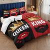 3 Piece Set King Queen Lipprint Pattern Valentine's Day Quilt Set,Including 1 Duvet Cover and 2 Pillowcases(excluding Padding)