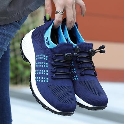 Large Size Breathable Casual Women's Shoes Flying Mesh Socks Lightweight and Versatile Thick-soled Shoes