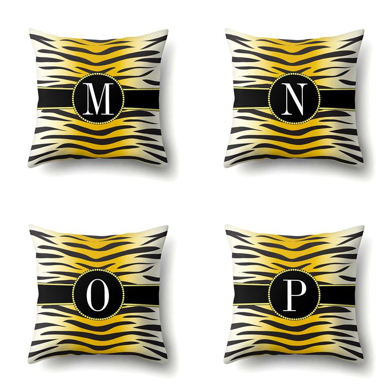 Polyester Pillow Case Leopard Print Decorative Home Bedside Cushion Cover 26 English Letter Printed Pillow Case