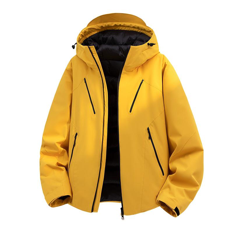 Men's Windproof Waterproof Down Jacket: Teen Casual Hooded Solid Color Outerwear for Autumn and Winter